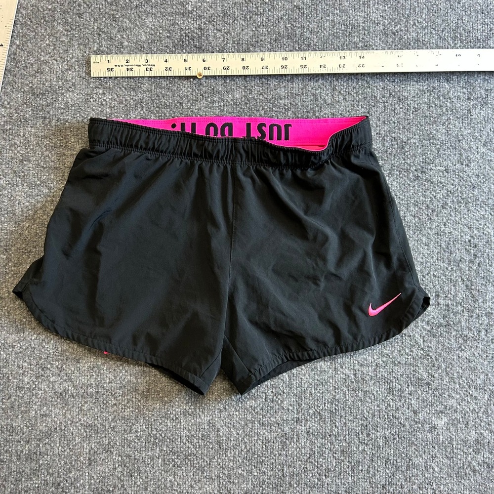 Nike Shorts Womens Size S Black Dri-Fit Running Athletic Pink Trim Lightweight